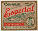 ANTIGO RÓTULO " CERVEJA ESPECIAL " CERVEJARIA DE JOÃO REINHOLD EM JOINVILLE - SANTA CATHARINA - BRASIL ( TH - Z ) DIMENSÃO 12,6 x 10,1 cm
