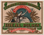 MAGNÍFICO RÓTULO DA CERVEJA " IDEAL PILSEN " CERVEJARIA GLORIA DE ADOLFO CZERNAY LOCALIZADA EM JOINVILLE - SANTA CATHARINA ( TH ) DIMENSÃO 12,7 x 10,1 cm
