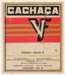 ANTIGO RÓTULO DE CACHAÇA  " VF " DISTRIBUIBORA DE BEBIDAS FARINHEIRO LTDA  UBÁ MINAS GERAIS PEÇA COM DIMENSÃO 13,4 x 11,6 cm
