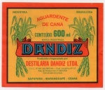 ANTIGO RÓTULO " AGUARDENTE DE CANA - DANDIZ " DESTILARIA DANDIZ LTDA  ... SAPUPARA - MARANGUAPE NO CEARÁ DIMENSÃO 11,4 x 9,5 cm