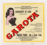 ANTIGO RÓTULO " AGUARDENTE DE CANA - GAROTA "  IRMÃOS PAVAN  DE CERQUEIRA CESAR - SÃO PAULO DIMENSÃO 11,5 x 10,9 cm