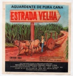 ANTIGO ROTULO " AGUARDENTE DE PURA CANA - ESTRADA VELHA " DOS IRMÃOS VASCO DIMENSÃO 10,4 x 10,9 cm ( FONE: 1092  -  1101  -  1077 - 4 DIGITOS )