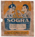 ANTIGO ROTULO " CACHAÇA - AMANSA SOGRA " FORTALEZA - CEARÁ DIMENSÃO 10,2 x 10,9 cm