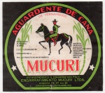ANTIGO ROTULO " AGUARDENTE DE CANA MUCURI "  DE PERNAMBUCO DIMENSÃO 12,6 x 11,4 cm