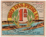 ANTIGO ROTULO " AGUARDENTE DE CANA - RIO DAS PEDRAS 1a. "  DE IRMÃOS VALERINI & CIA LTDA  /  RIO DAS PEDRAS - SÃO PAULO  DIMENSÃO 12,1 x 9,8 cm