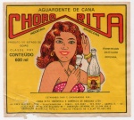 ANTIGO ROTULO " AGUARDENTE DE CANA - CHORA RITA "  ANÁPOLIS - GO  DIMENSÃO 10,7 x 9,7 cm