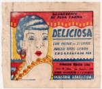 ANTIGO ROTULO " AGUARDENTE DE PURA CANA - DELICIOSA " DOM SILVÉRIO  - MINAS GERAIS DIMENSÃO 13,4 x 11,8 cm