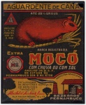 ANTIGO ROTULO " AGUARDENTE DE CANA - MOCÓ " PERNAMBUCO DIMENSÃO 10,1 x 12,4 cm
