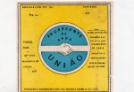 ANTIGO ROTULO " AGUARDENTE DE CANA - UNIÃO " FAZENDA GUINÉ MUNICÍPIO DE JURUAIA - MINAS GERAIS DIMENSÃO 12,6 x 12,5 cm