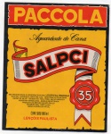 ANTIGO ROTULO " AGUARDENTE DE CANA - SALPCI " PACCOLA  DIMENSÃO 11,5 x 13,9 cm  LENÇÓIS PAULISTA