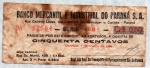 ANTIGO CHEQUE ( VALE ) BANCO MERCANTIL E INDUSTRIAL DO PARANÁ S.A NO VALOR DE 0,50 CENTAVOS USADO PELA EMPRESAS TRANSPORTE DE PASSAGEIROS NO ESTADO DO PARANÁ , PEÇA DATADA DE 1960 ( USADA PARA SUPRIR A FALTA DE MOEDAS NO TROCO AO PASSAGEIRO )