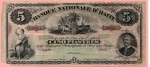P-72  RARA CÉDULA DO HAITI ( AMÉRICA DO NORTE ) 5 PIASTRES ANO DE 1875
