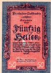 P-3  ESCASSA CÉDULA DE LIECHTENSTEIN ( EUROPA ) 50 HELLER DO ANO DE 1920 SOB/FE