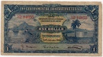 P-5b  ANTIGA CÉDULA DE TRINIDADE E TOBAGO ( AMÉRICA DO SUL ) 1 DÓLAR ANO DE 1939 MBC  ESCASSA ESTIMATIVA R$ 350,00