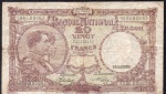 P-111  ANTIGA CÉDULA DA BÉLGICA ( EUROPA ) 20 FRANCOS ANO DE 1941 MBC