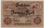 REF.: N#228981 / NOTGELD CÉDULA LOCAL QUE CIRCULAVA NO DISTRITO DE ANNABERG ESTADO FEDERAL DA SAXÔNIA ( ALEMANHA ) 20 MARK ANO DE 1918 MBC