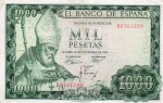 P-151a.2  ANTIGA CÉDULA DA ESPANHA 1.000 PESETAS ANO DE 1965 MBC ( 1 LETTER - 7 DIGITS )