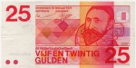 P-92a ANTIGA CÉDULA DA HOLANDA ( EUROPA ) 25 GULDEN ANO DE 1971 ESCASSA / 10 DIGITOS NÚMERO DE SÉRIE ( MBC )