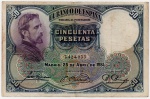 P-82  ANTIGA CÉDULA DA ESPANHA ( EUROPA ) 50 PESETAS ANO DE 1931 MBC