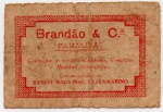 ANTIGA CÉDULA PARTICULAR NO VALOR DE 2 CENTAVOS " BRANDÃO & COMPANHIA - CASA BANCÁRIA "  DE FAMALICÃO EM PORTUGAL  ( 1910 - 1920 ) CORRESPONDENTE DO BANCO NACIONAL ULTRAMARINO
