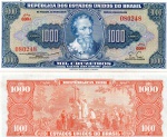 C#050  ANTIGA CÉDULA DO BRASIL ( REPÚBLICA ) 1.000 CRUZEIROS ANO DE 1955 SOB ESCASSA ANVERSO: PEDRO ÁLVARES CABRAL  E  REVERSO:  PRIMEIRA MISSA NO BRASIL
