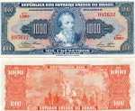C#053  ANTIGA CÉDULA DO BRASIL ( REPÚBLICA ) 1.000 CRUZEIROS ANO DE 1959 SOB ANVERSO:  PEDRO ÁLVARES CABRAL E REVERSO: PRIMEIRA MISSA NO BRASIL