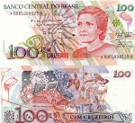 C#214a - ANTIGA CÉDULA DO BRASIL ( REPÚBLICA ) 100 CRUZEIROS DO ANO DE 1990 SOB/FE  REPOSIÇÃO ( * )