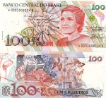 C#214a - ANTIGA CÉDULA DO BRASIL ( REPÚBLICA ) 100 CRUZEIROS DO ANO DE 1990 SOB/FE  REPOSIÇÃO ( * )