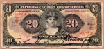 R#185  ANTIGA CÉDULA DO BRASIL ( REPÚBLICA ) 20 MIL RÉIS ANO DE 1927 CÉDULA CIRCULADA APRESENTA DESGASTES DO TEMPO  ANVERSO: EFÍGIE DE MULHER REPRESENTANDO A REPÚBLICA E REVERSO:  JARDIM DA GLÓRIA - RIO DE JANEIRO