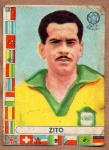 RARA FIGURINHA  FUTEBOL MUNDIAL DE 1962  FIG. No. 7 ( ZITO - MÉDIO ) PEÇA ORIGINAL