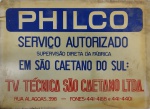 ANTIGA PLACA PUBLICIDADE  ( P H I L C O ) SERVIÇO AUTORIZADO - TV TÉCNICA SÃO CAETANO LTDA PEÇA EM PLÁSTICO COM DIMENSÃO 49,3 x 35,9 cm
