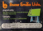ANTIGA PLACA PUBLICIDADE BAZAR EMILIO LTDA PAPELARIA PEÇA EM PLÁSTICO COM DIMENSÃO 49,6 X 35,8 cm