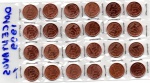V#458  LOTE CONTENDO 24 MOEDAS DO BRASIL ( REPÚBLICA ) 1 CENTAVO DO ANO DE 1999 ESCASSA PEÇAS MUITO BEM CONSERVADA, NO GERAL MBC E SOBERBAS ESTIMATIVA R$ 240,00