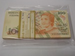 C#206  LOTE CONTENDO 97 CÉDULAS DE 100 CRUZADOS NOVOS ANO DE 1989 CÉDULAS BEM CONSERVADAS ( BRASIL - REPÚBLICA )  ANVERSO:  CECILIA MEIRELES E REVERSO:  UNIVERSO DA CRIANÇA ( GRAVURA ) FALTAM AS CÉDULAS COM FINAL 2201, 2238 E 2257