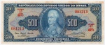 C#046 - ANTIGA CÉDULA DO BRASIL ( REPÚBLICA ) 500 CRUZEIROS ANO DE 1961 FE ( COM LEVES MANCHAS ) ANVERSO: DOM JOÃO VI E REVERSO: ABERTURA DOS PORTOS