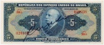 C#017 ANTIGA CÉDULA DO BRASIL ( REPÚBLICA ) 5 CRUZEIROS ANO DE 1943 ( F E ) AUTOGRAFADA  ANVERSO: BARÃO DO RIO BRANCO ( JOSÉ MARIA DA SILVA PARANHOS ) E REVERSO: CONQUISTA DO AMAZONAS
