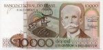 C#171 ANTIGA CÉDULA DO BRASIL ( REPÚBLICA ) 10.000 MIL CRUZEIROS ANO DE 1985 ( FE ) CHANCELAS DE FRANCISCO DORNÉLLES E ANTÔNIO LENGRUBER  ANVERSO: RUI BARBOSA E REVERSO: CONFERÊNCIA DA PAZ ( HAIA )