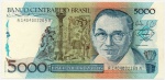 C#195 ANTIGA CÉDULA DO BRASIL ( REPÚBLICA ) 5.000 MIL CRUZADOS ANO DE 1988 ( FE ) ESCASSA SEM CARIMBO ANVERSO:  CÂNDIDO PORTINARI E REVERSO: PORTINARI DESENHANDO O PAINEL " BAIANAS "
