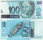 C#329 CÉDULA DO BRASIL ( REPÚBLICA ) 100 REAIS ANO DE 2006 ( FE ) CHANCELAS DE GUIDO MANTEGA E HENRIQUE DE CAMPOS MEIRELLES ( AA - PRIMEIRA SÉRIE 1311 ) ANVERSO: EFÍGIE DA REPÚBLICA E REVERSO: GAROUPA