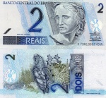 C#257  CÉDULA DO BRASIL ( REPÚBLICA ) 2 REAIS ANO DE 2006 ( FE ) ANVERSO: EFÍGIE DA REPÚBLICA E REVERSO:  TARTARUGA MARINHA CHANCELAS DE GUIDO MANTEGA E HENRIQUE DE CAMPOS MEIRELLES ( PRIMEIRA SÉRIE 7981 )