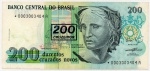 C#212a ANTIGA CÉDULA DO BRASIL ( REPÚBLICA ) 200 CRUZEIROS CARIMBO - ASTERISCO ( * ) REPOSIÇÃO ( F E ) RARA ANVERSO: EFÍGIE SIMBÓLICA DA REPÚBLICA E REVERSO: " PÁTRIA, ÓLEO DE PDRO BRUNO ( SÉRIE 3 )
