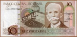 C#180  ANTIGA CÉDULA DO BRASIL ( REPÚBLICA ) 10 CRUZADOS ANO DE 1986 SOB  ANVERSO: RUI BARBOSA E REVERSO: CONFERÊNCIA DA PAZ ( HAIA )