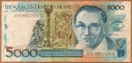 C#195  ANTIGA CÉDULA DO BRASIL ( REPÚBLICA ) 5.000 MIL CRUZADOS DE 1988 ( MBC ) SEM CARIMBO ESCASSA /  ANVERSO: CÂNDIDO PORTINARI E REVERSO: PORTINARI DESENHANDO O PAINEL " BAIANAS "