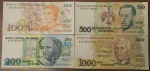 LOTE CONTENDO 4 CÉDULAS ANTIGAS DO BRASIL ( REPÚBLICA ) ANO DE 1990 SENDO ELAS 100 CRUZEIROS ( SOB/FE ), 200 CRUZEIROS ( SOB/FE ), 500 CRUZEIROS ( SOB/FE ) E 1.000 CRUZEIROS ( SOB/FE )
