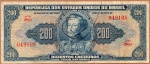 C#037  ANTIGA CÉDULA DO BRASIL ( REPÚBLICA ) 200 CRUZEIROS ANO DE 1943 AUTOGRAFADA ( MBC ) ANVERSO: DOM PEDRO I E REVERSO: GRITO DO IPIRANGA  ( 1a. ESTAMPA ) ESCASSA