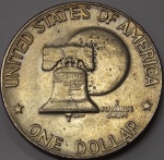 KM#206 - ANTIGA MOEDA DE 1 DOLAR DATADA DE 1976-D ALUSIVA AOS " 200 ANOS DE ANIVERSÁRIO DA INDEPENDÊNCIA DOS EUA " COBRE COM REVESTIMENTO DE CUPRO NÍQUEL PEÇA COM 38,1 mm