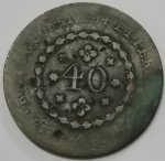 BRASIL NUMISMÁTICA - ANTIGA MOEDA DE COBRE 40 RÉIS