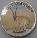 EXONÚMIA NÃO CLASSIFICADA ( TOKEN ) EM AÇO  " TIBETAN ANTELOPE "  WORLD ANIMAL PROTECTION PEÇA COM 40,0 mm