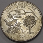 KM#307  MOEDA DOS ESTADOS UNIDOS ( U.S.A - ESTADO DA CAROLINA DO SUL  ) 1/4 DÓLAR ANO DE 2000-D  PEÇA BEM CONSERVADA COM 24,2 mm
