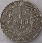P#712  ANTIGA MOEDA DE PRATA DO BRASIL ( REPÚBLICA ) 2.000 RÉIS ANO DE 1926  MBC